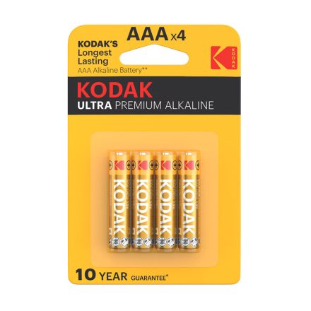 Kodak Ultra Premium Alkáli Mikro Elem AAA (1,5V) 1 csomag, 4 db