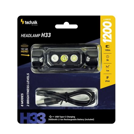 Technik fejlámpa H33 1200 lumen