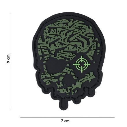 Felvarró Target Eye Skull 3D PVC - green